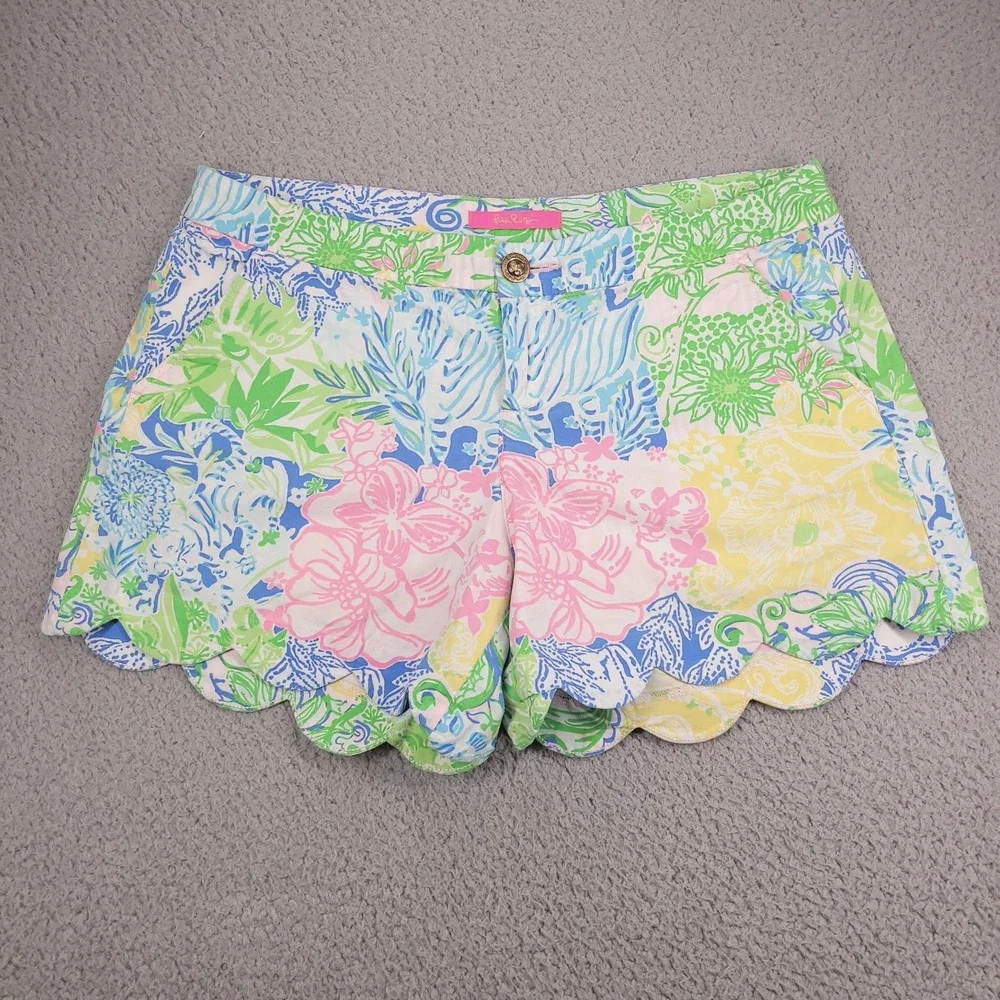 LILLY PULITZER Shorts Size 10 Buttercup Scallop Hem Lightweight 4